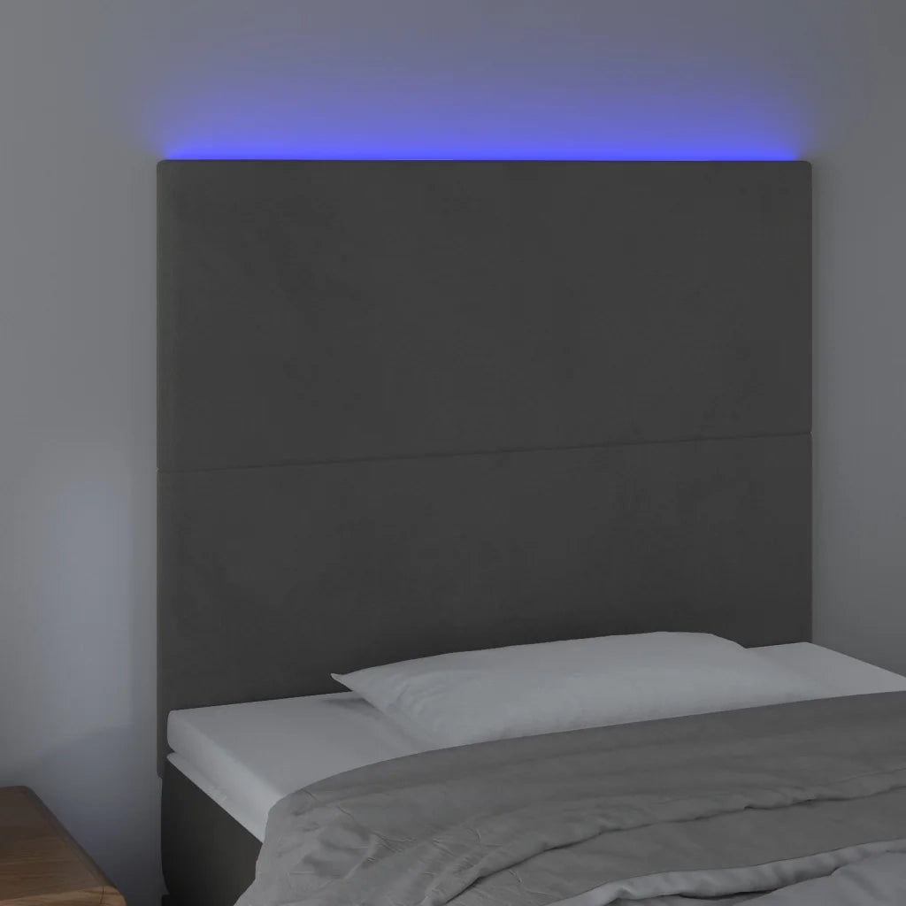 Testiera | Testata a LED GrigioScuro 100x5x118/128cm in Velluto