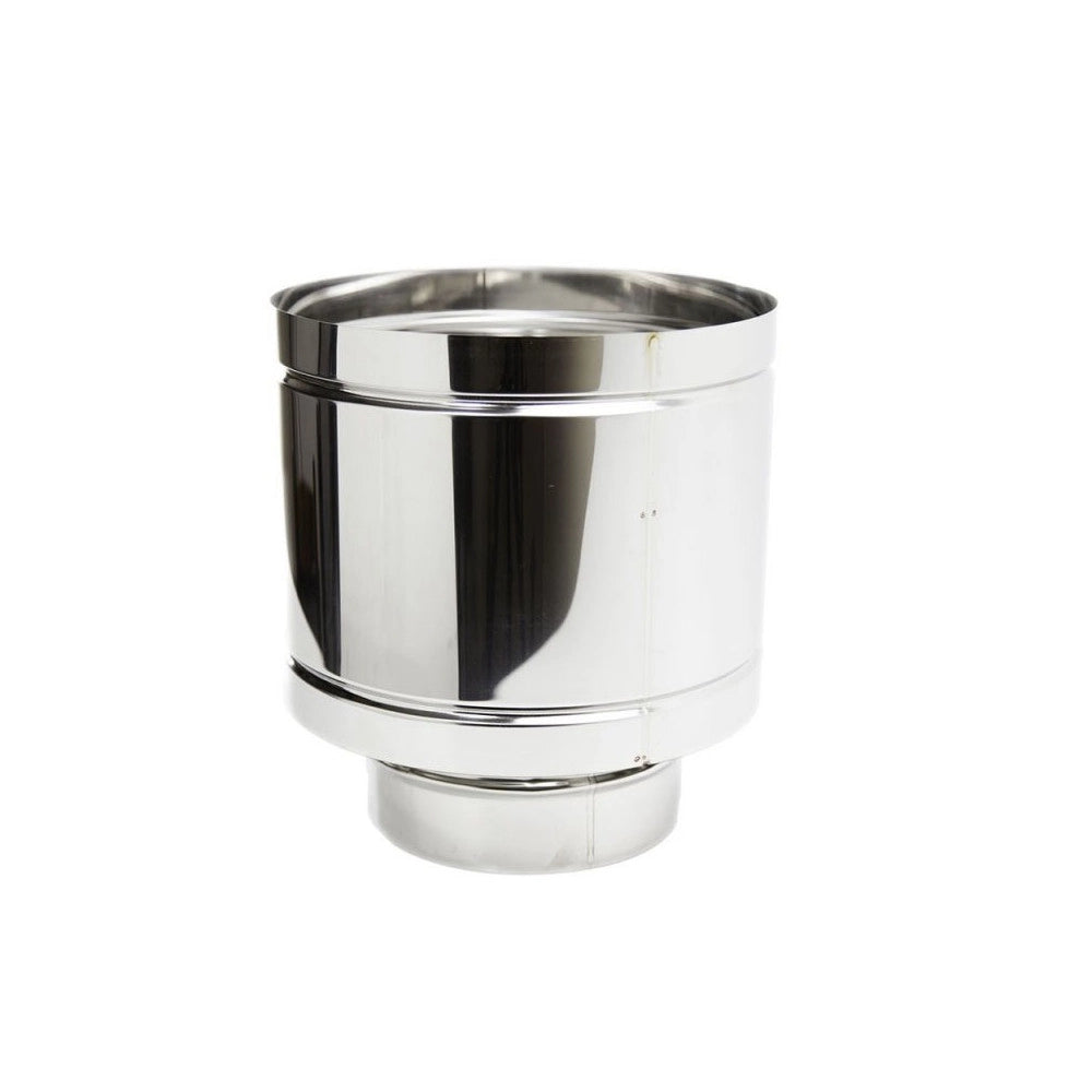 Fumaiolo da 100mm terminale tipo botte 4 venti inox aisi 304 base tonda m maschio