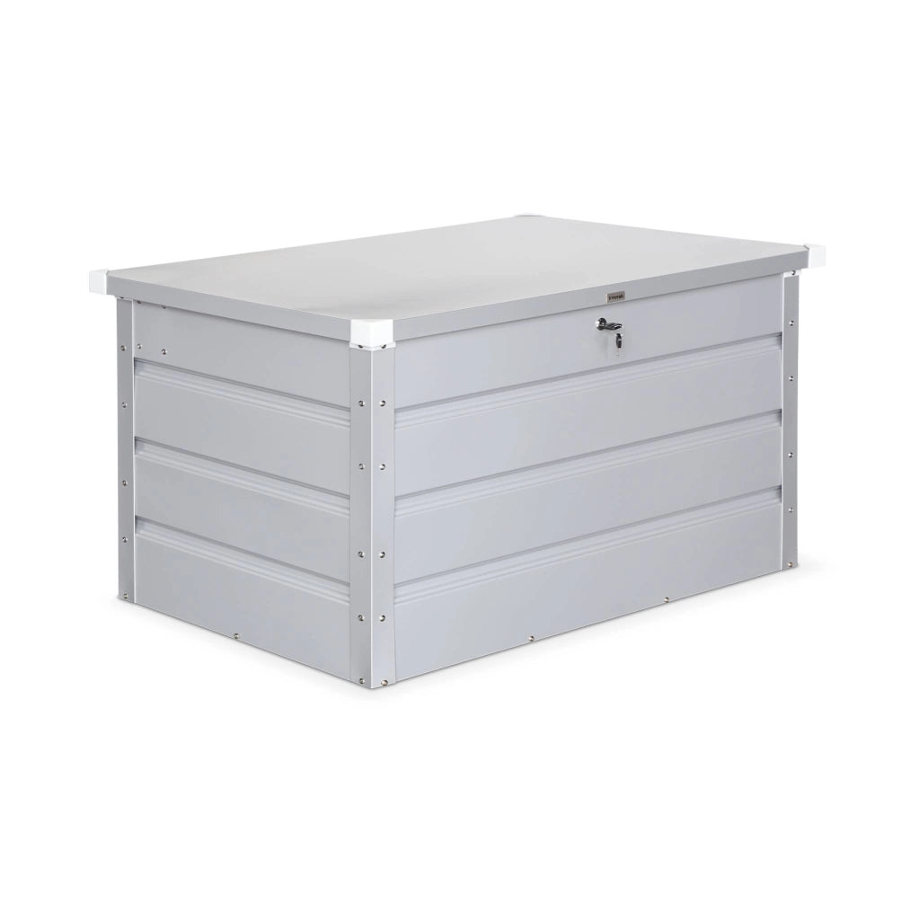 Baule da giardino in metallo, 285l, grigio alluminio