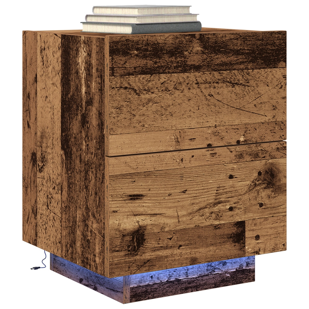 Comodini con luci a LED 2 pcs Legno vecchio 45x40x55 cm