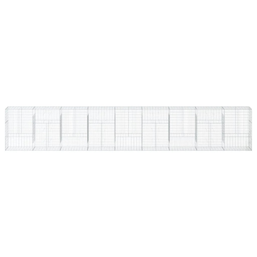 Gabbione recinto a gabbia muro di contenimento con coperchio 900 x 50 x 150 cm ferro zincato argento 02_0040214