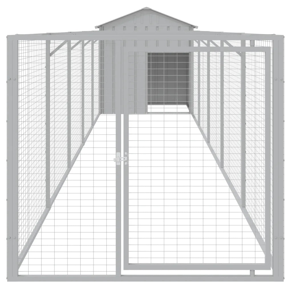 Casetta Cani Tetto Grigio Chiaro 117x609x123 cm Acciaio Zincato 3189065