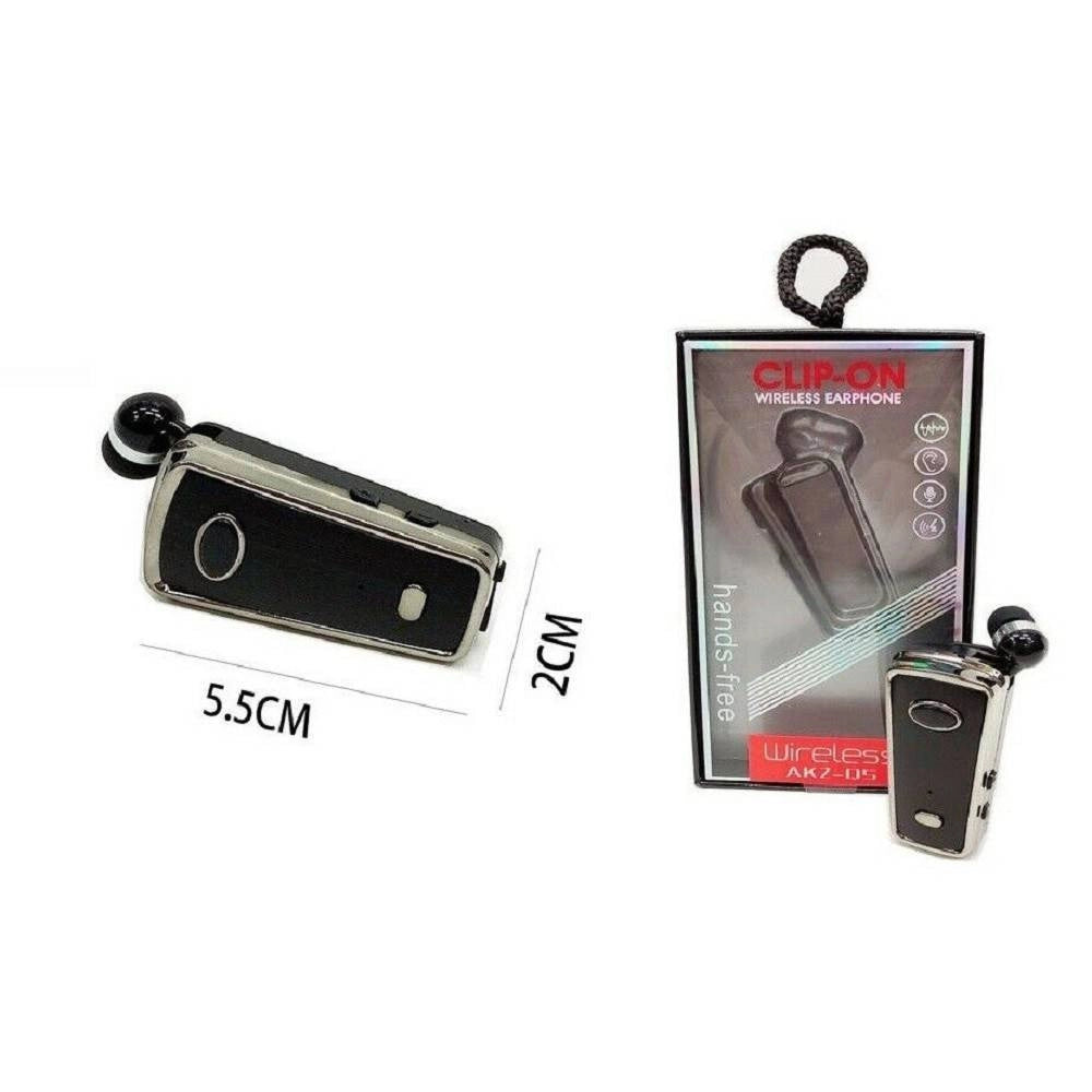 Trade Shop - Auricolare Cuffia Bluetooth Clip-on Akz-q5 Cavo Retrattile Smartphone -
