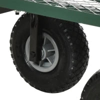 Carrello da Giardino in Acciaio con Capacità 150 kg e Maniglia Rivestita, 94x48.5x100 cm, Nero e Verde
