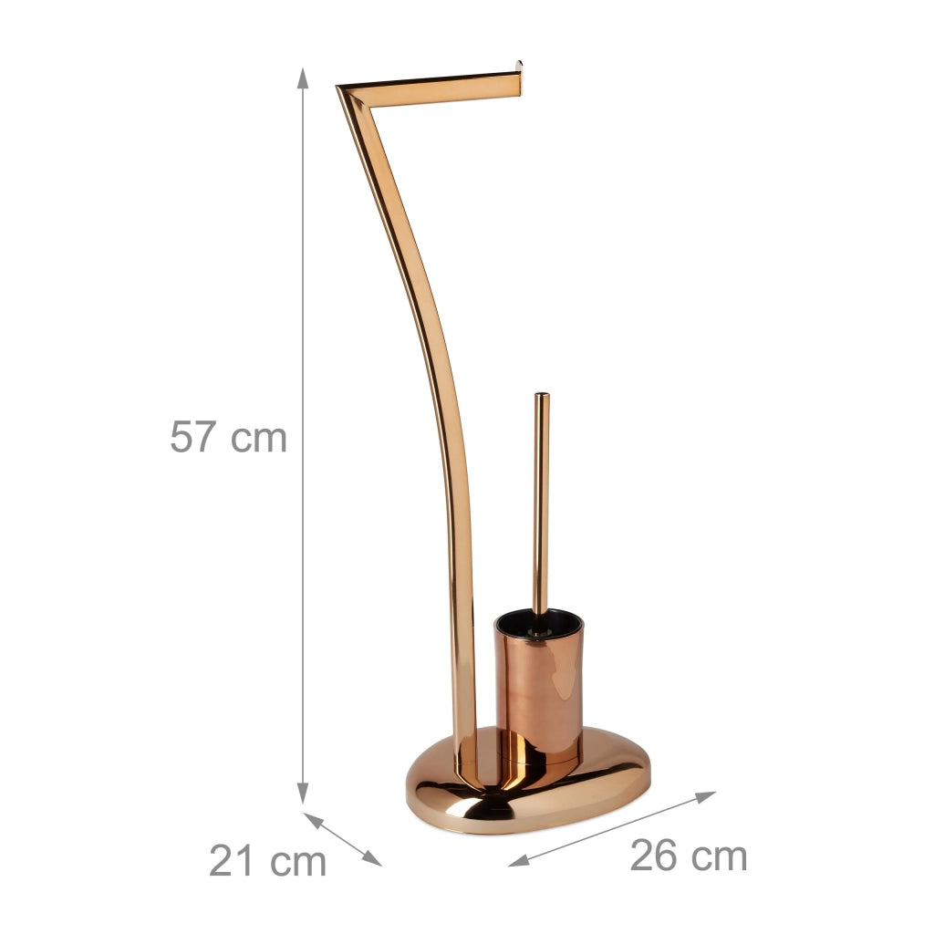 Porta carta igienica con porta scopino acciaio inox laccato rame 75 cm 3213081