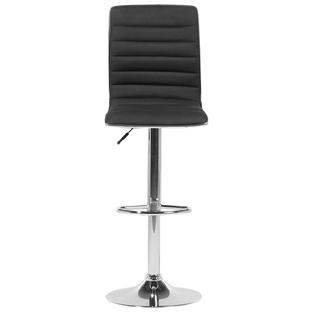 Set di 2 Sedie da Bar Sedile in Tessuto Nero Struttura Argento Bancone Girevole Regolabile in Altezza