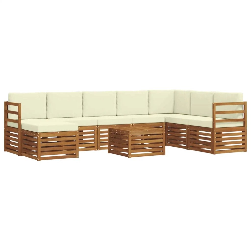 Set divano sezionale con cuscino 9 pcs Naturale e Crema 3375310