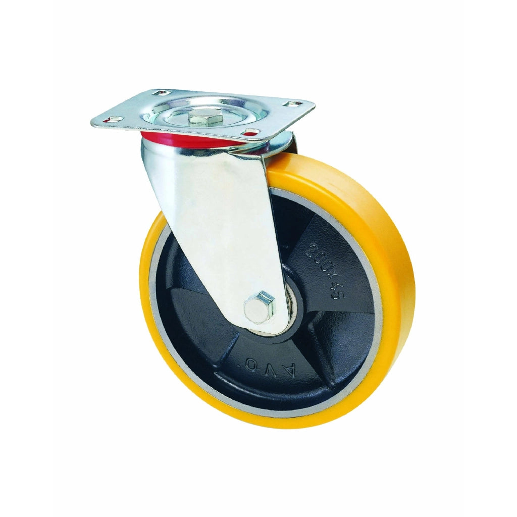 Ruota a Forcella Girevole 22 Avo a Zincr Pol.gial D Ghisa D.mm 125X25 P.mm