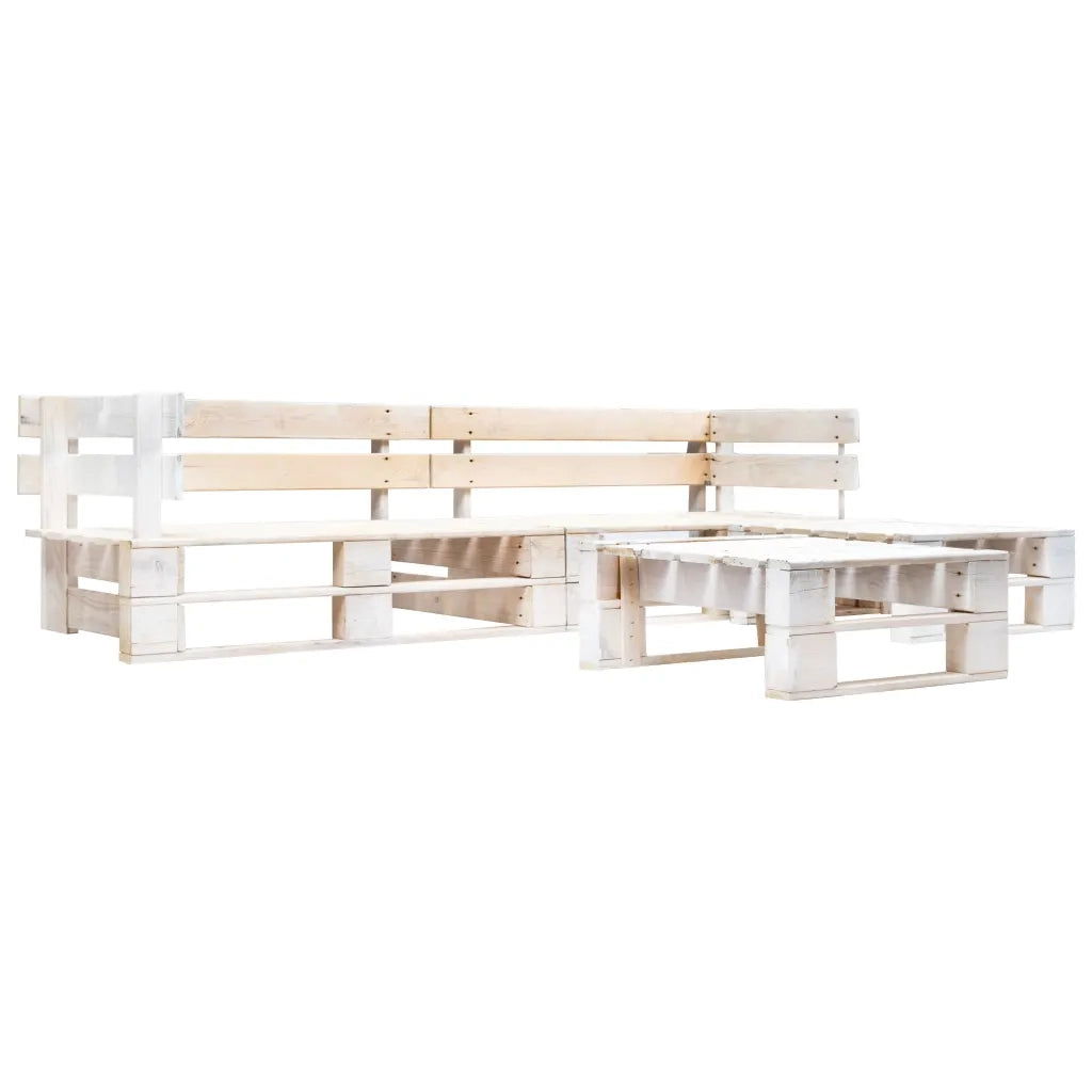 Set Divani da Giardino su Pallet 4 pz in Legno Bianco cod mxl 44997