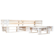 Set Divani da Giardino su Pallet 4 pz in Legno Bianco cod mxl 44997