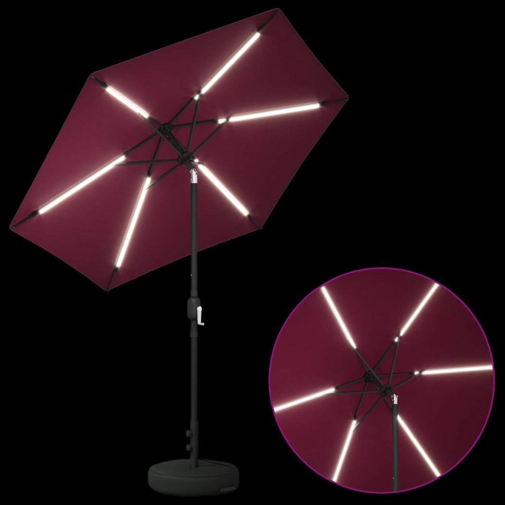 Ombrellone da giardino-Parasol da giardino con luci LED e base 230 x 230 cm Poliestere 835715