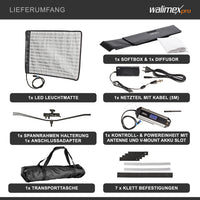 Flex 500 LED Set Pannello luminoso a LED bicolor con softbox con diffusore frontale, lampada da 50 W, 1.995 Lux/1m, luce fotografica dimmerabile, accessori fotografia