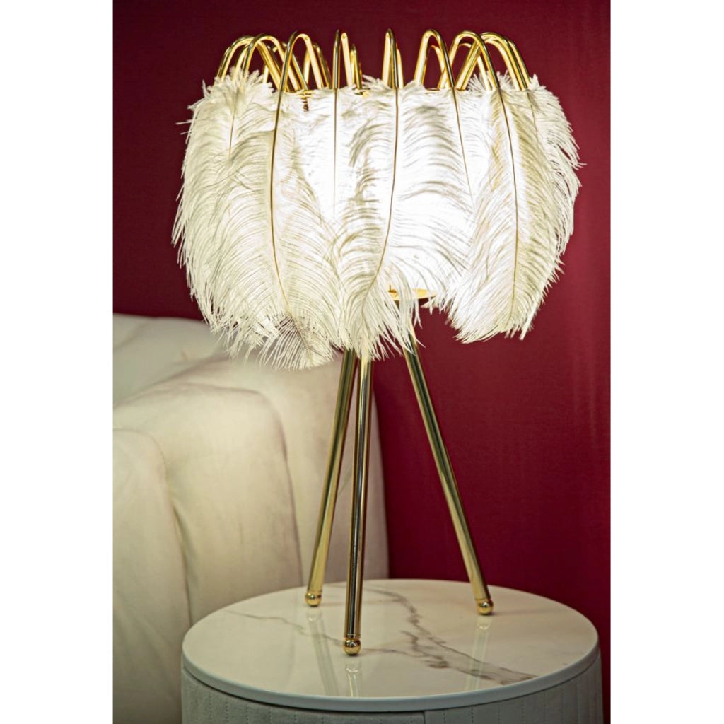 Lampada da Tavolo VKH130, Bianco, Metallo, 40x40x60 cm
