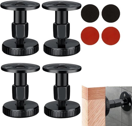 4 pezzi - Sostegni per mobili adattabili - Sostegni per mobili autoadesivi - Braccioli con gomme anti-scricchiolio per tavoli, armadi, elettrodomestici, portata massima 45 kg, 4x4,7 cm (nero)