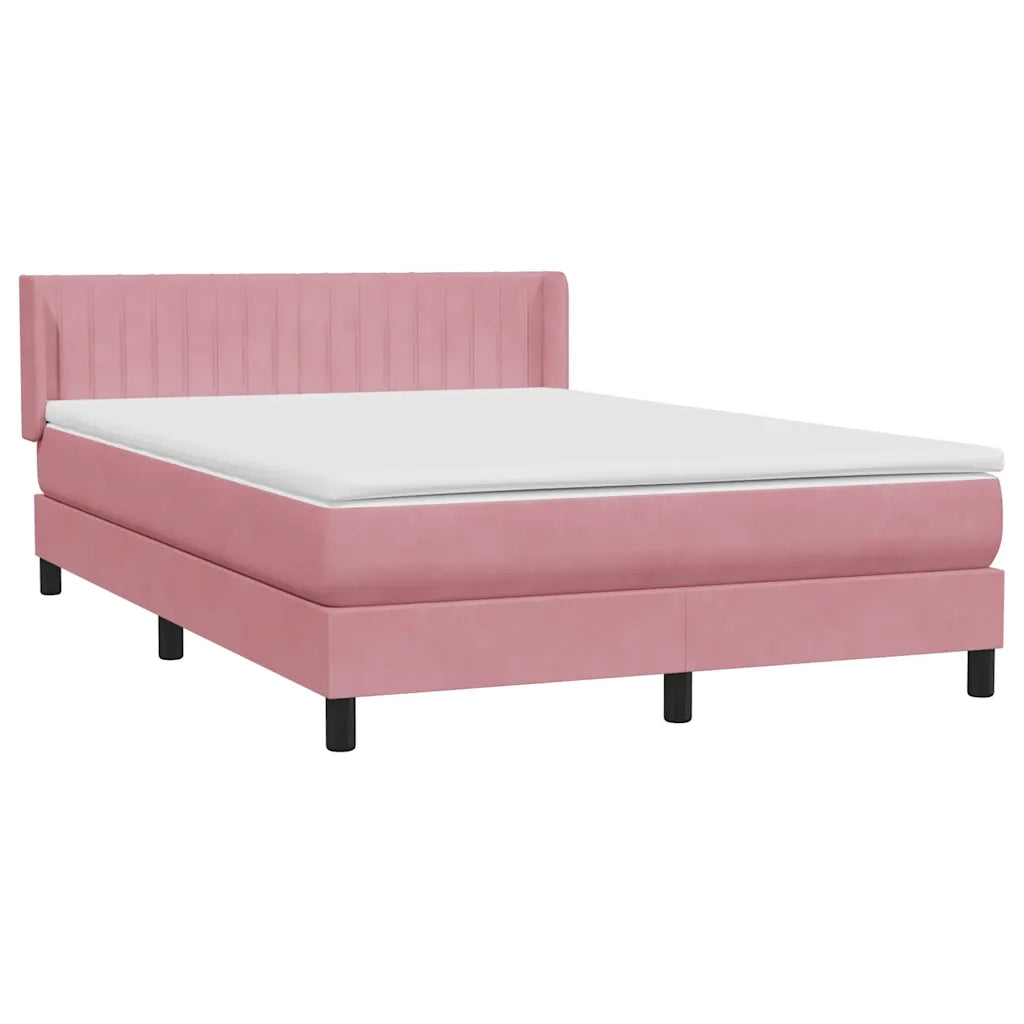 Giroletto a Molle con Materasso Rosa 140x220 cm in Velluto 3318326