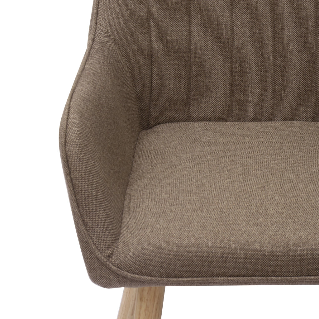 Sedia da pranzo con Braccioli Integrati e Schienale Alto, Design Ergonomico, in Tessuto e Legno, Marrone