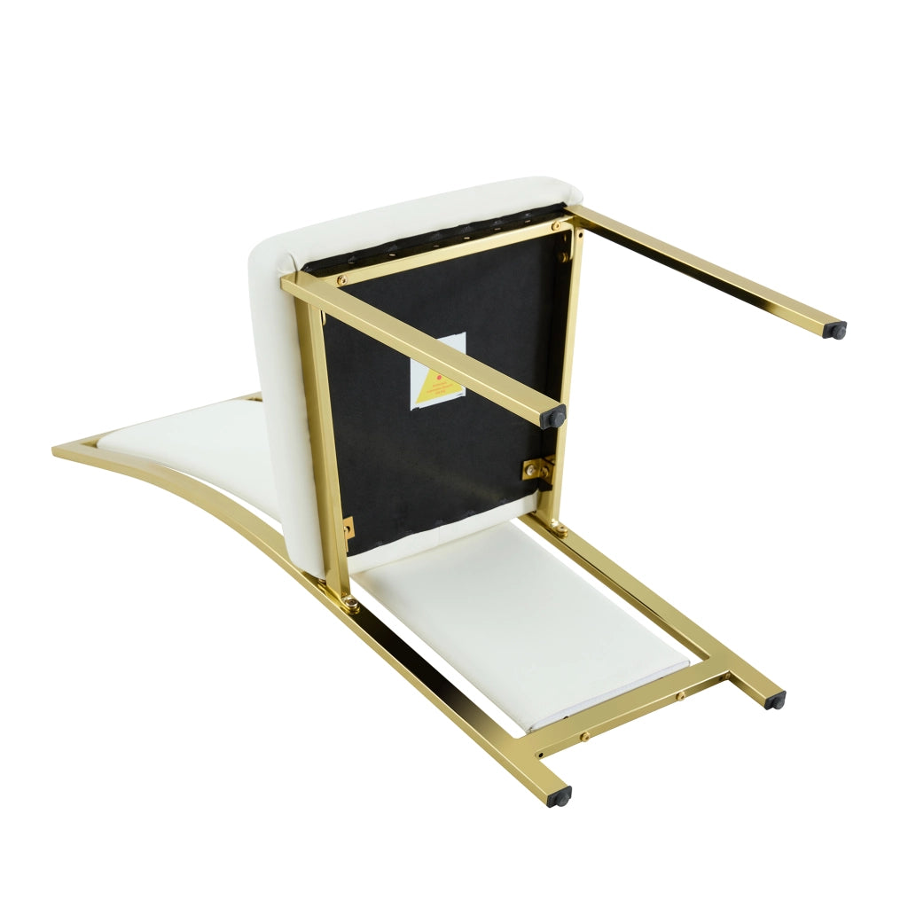 SEDIA Da pranzo 109 cm in PU bianco e metallo oro Set da 4 pezzi