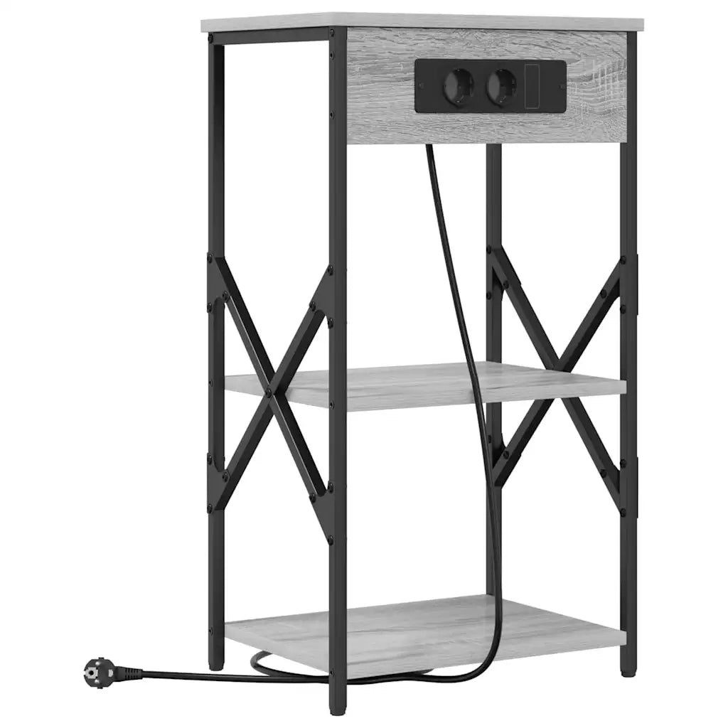 Comodino | Armadio da Notte | Mobiletto da notte con lo scaffale Grigio Sonoma 41 x 31 x 76 cm