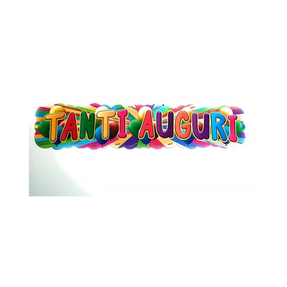 Trade Shop - Set 2 Festoni Festone Scritta Tanti Auguri Multicolore Festa 100cm Bimbi Party -