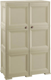 ARMADIO 2 ANTE TAUPE 79X43X125 CM CON 6 SCOMPARTI – MOBILE ALTO ORGANIZZAZIONE CASA PER INGRESSO E ZONA GIORNO