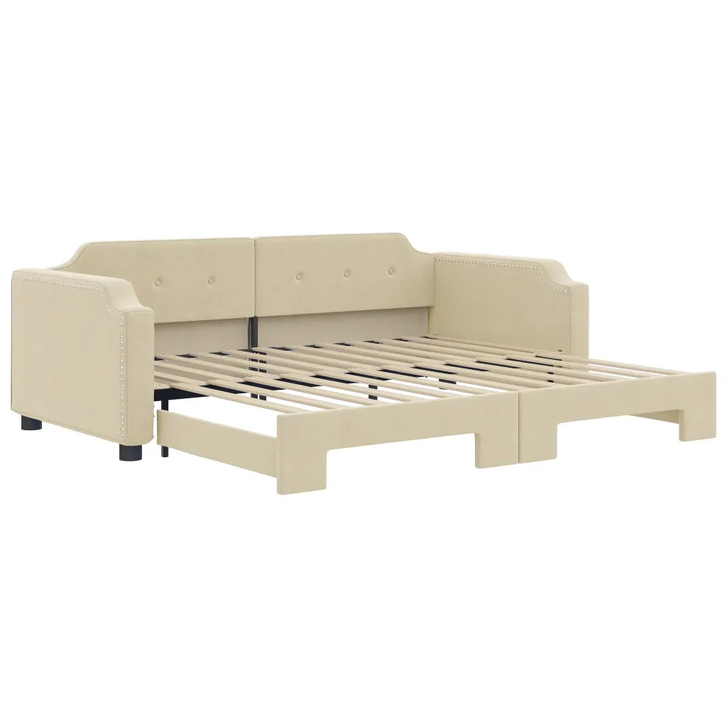 Divano Letto con Letto Estraibile-Sofa Letto-Daybed Crema 90x200 cm in Tessuto 449877