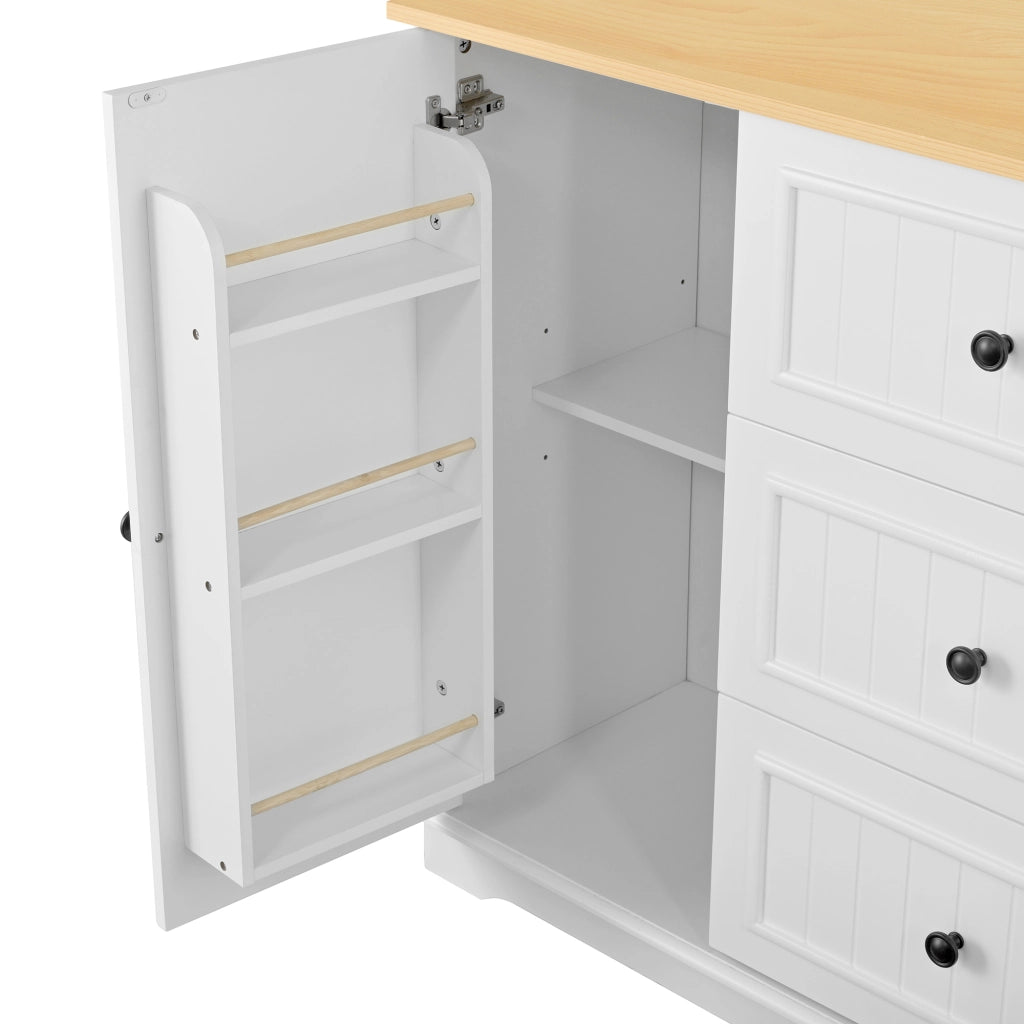 Credenza e madia con 3 cassetti, ante e ripiani regolabili per cucina soggiorno e sala da pranzo in MDF bianco 126 × 40 × 86 cm