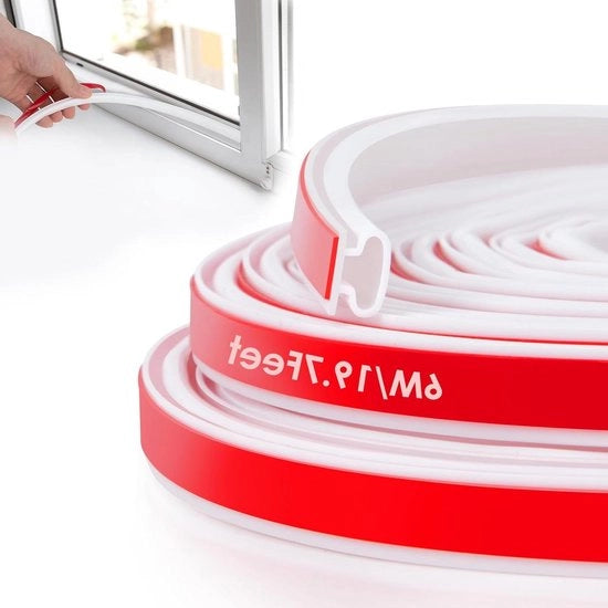 Striscia di silicone per finestre - stoppatoio di porta silenzioso - isolante autoadesivo di porta bianco - 6 metri