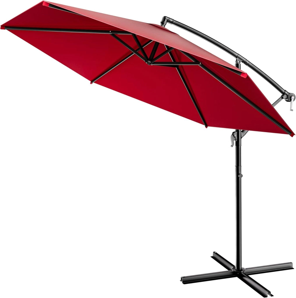 Ombrellone da Giardino Decentrato UV 50+ Regolabile 330cm Manovella Terrazzo Balcone