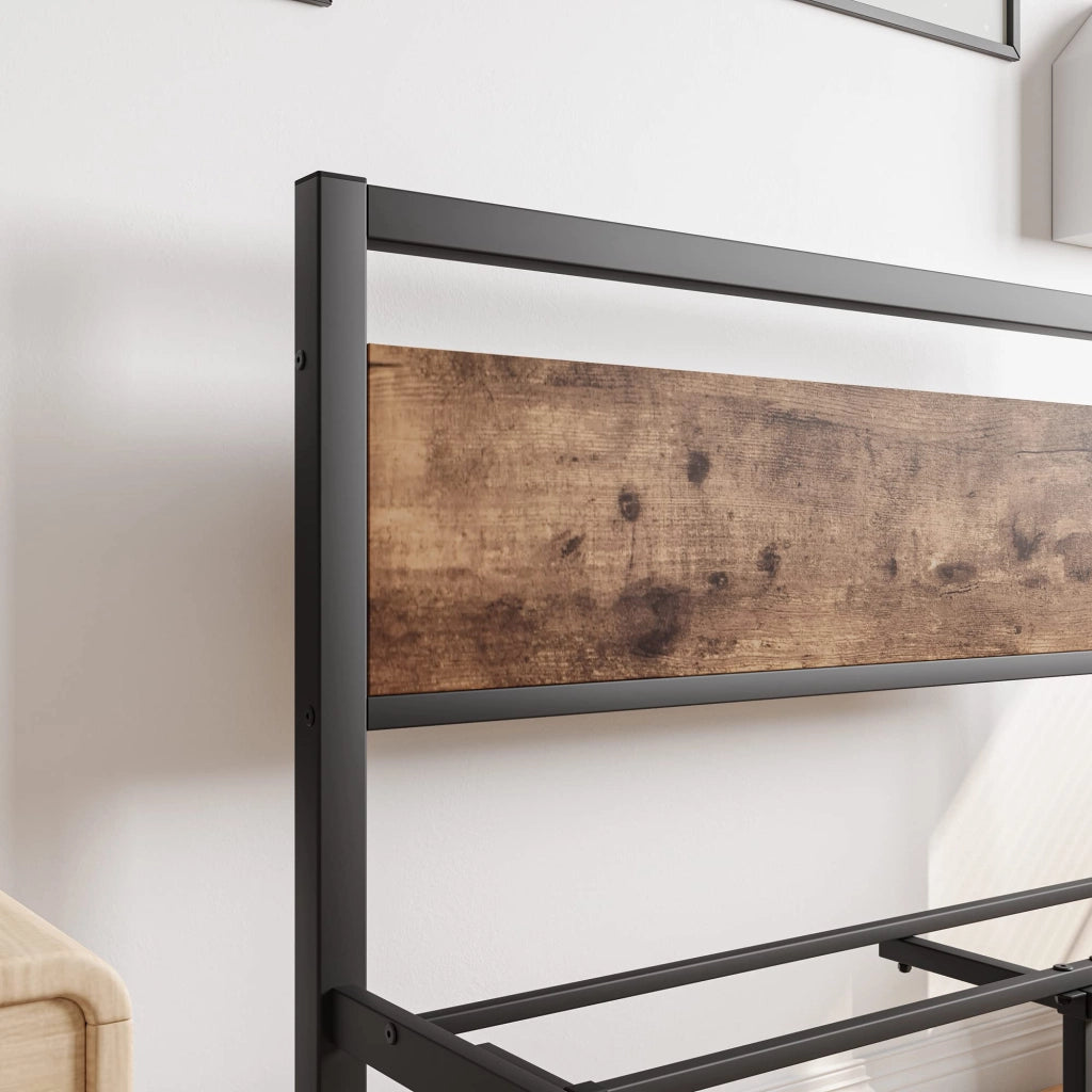 Struttura letto singolo 90x200 cm in MDF e metallo con rete a doghe, stile moderno