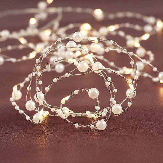 36 LED Luce a LED Sling di Perle Bianche con Timer per Decorazioni di Matrimonio e Feste - 4,5 Metri