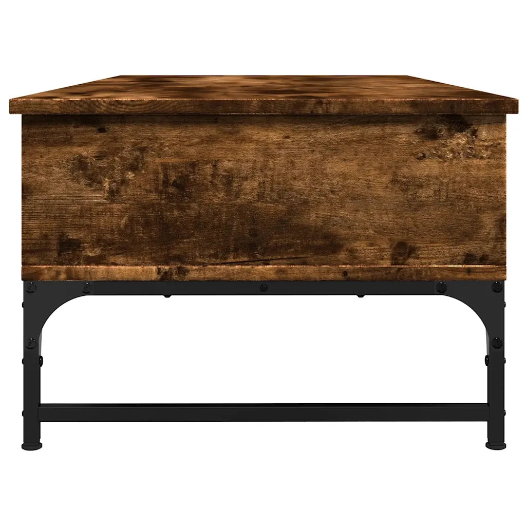 Tavolino Salotto Rovere Fumo 100x50x35 cm Multistrato e Metallo 845393