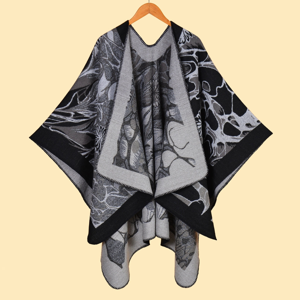 Sciarpa/mantella da donna in cashmere stile vintage con spacco.