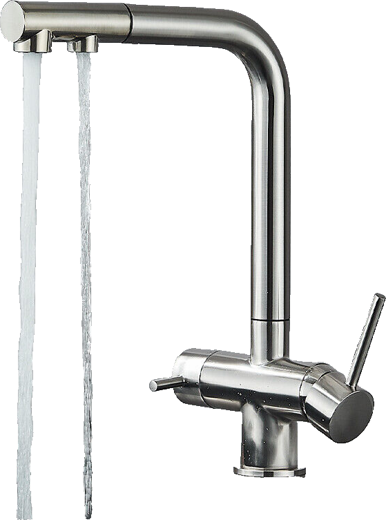 Felix | miscelatore a 3 vie in acciaio inox spazzolato estraibile |rubinetto osmosi argento cromo cucina | miscelatore - 360 gradi | filtro 3 attacchi