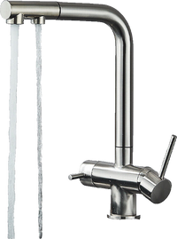 Felix | miscelatore a 3 vie in acciaio inox spazzolato estraibile |rubinetto osmosi argento cromo cucina | miscelatore - 360 gradi | filtro 3 attacchi