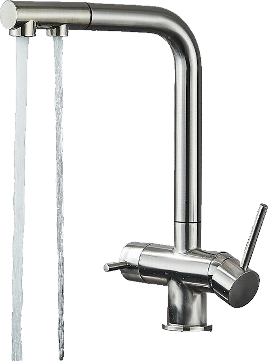 Felix | miscelatore a 3 vie in acciaio inox spazzolato estraibile |rubinetto osmosi argento cromo cucina | miscelatore - 360 gradi | filtro 3 attacchi