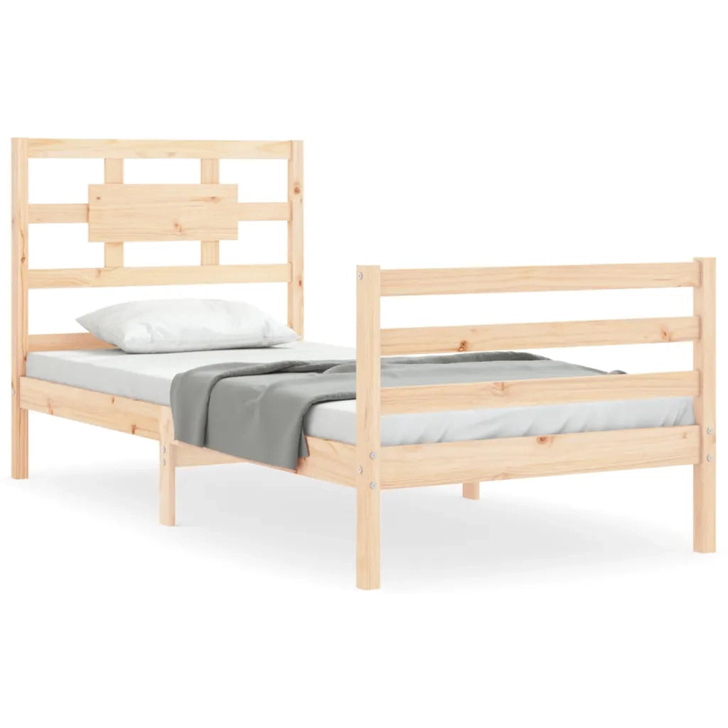 Giroletto con Testiera Single-Struttura Letto in Legno Massello 657860