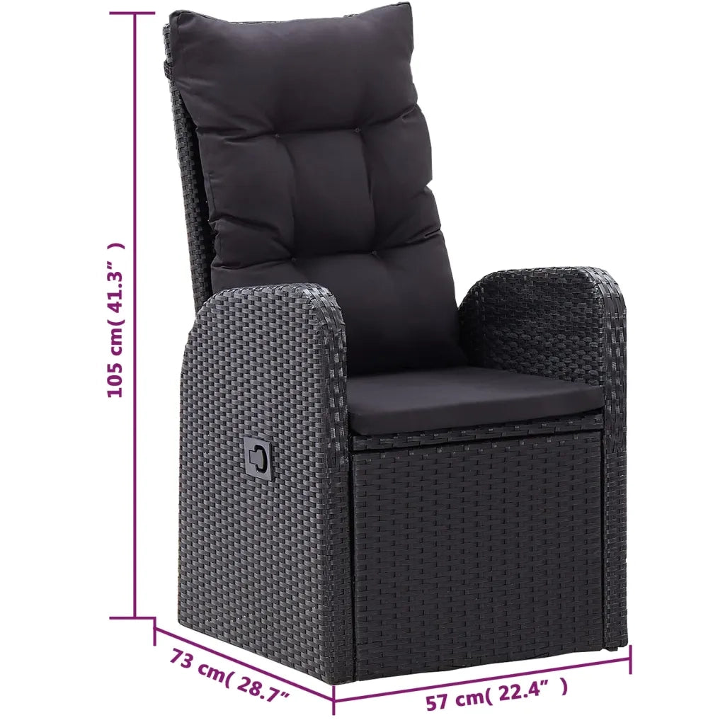 Set Mobili da Pranzo per Giardino 5 pz Nero 3071961