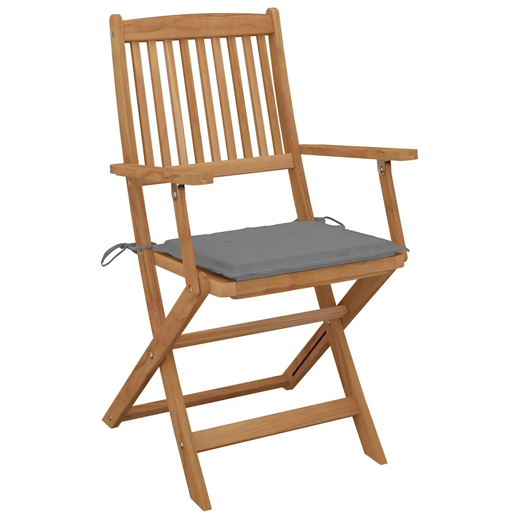 Sedie da Giardino Pieghevoli 8 pz con Cuscini Massello Acacia 3074968