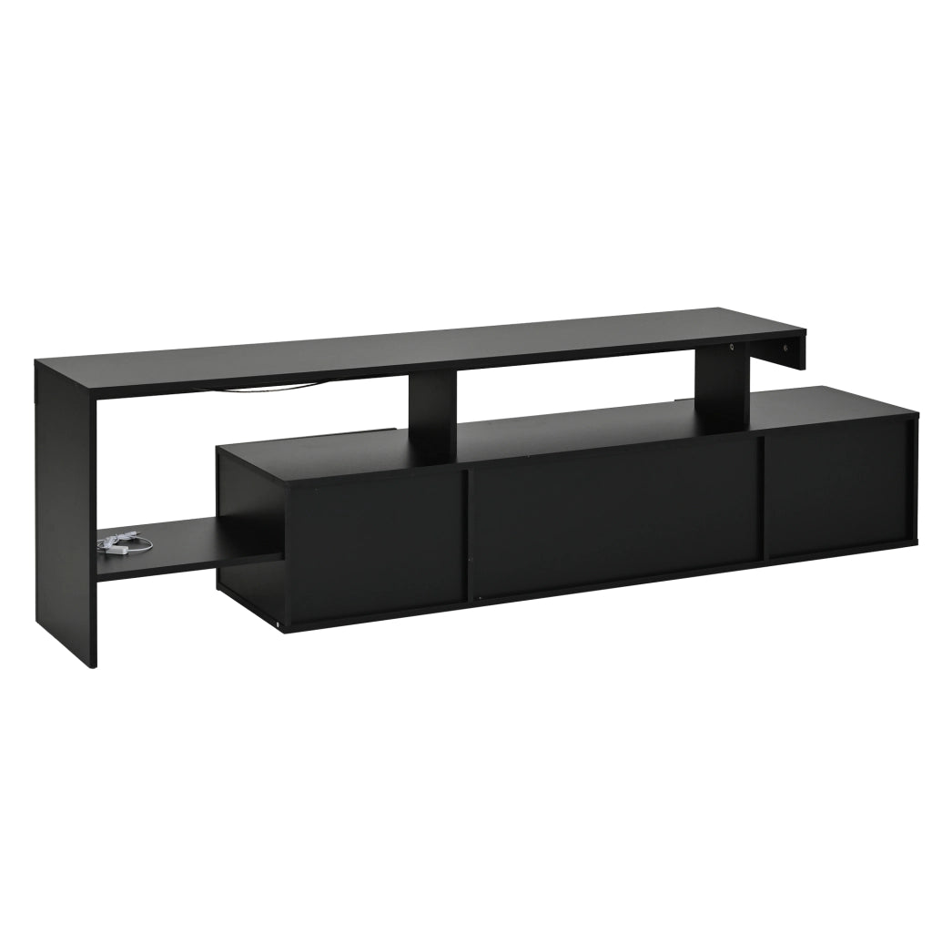 Mobile TV con 3 ante; LED e vani aperti - per soggiorno - 192×37×53 cm - nero
