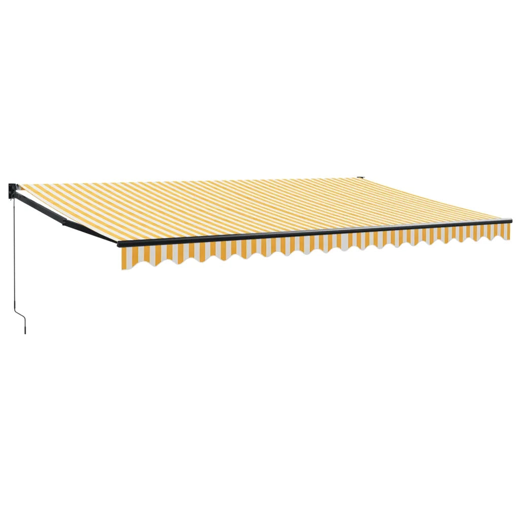 Tenda Sole Retrattile Gialla e Bianca 5x3 m Tessuto e Alluminio
