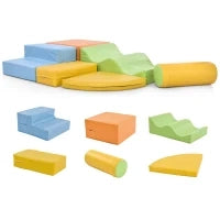 Set di 6 grandi blocchi per giocare e arrampicarsi, giocattolo educativo per bambini con scala e scivolo, Multicolore