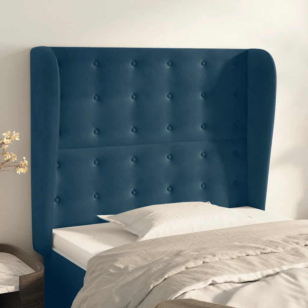 Testiera ad Orecchio Blu Scuro 93x23x118/128 cm in Vellutocod mxl 121616