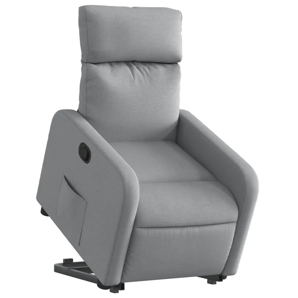 Poltrona | Sedia Relax Alzapersona Reclinabile Grigio Chiaro in Tessuto