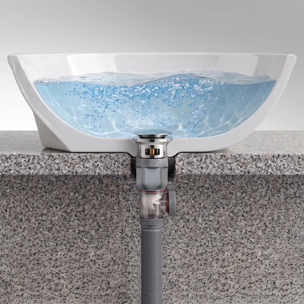 Sifone lavabo flessibile estensibile salvaspazio grigio