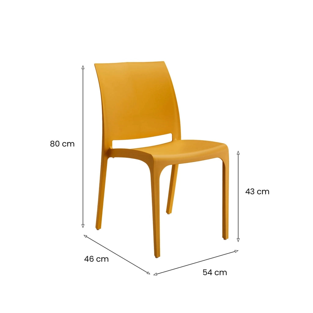 Sedia da esterno Camo, Seggiola da giardino, Seduta outdoor multiuso, Panchina da giardino, Made in Italy, 54x46 h80 cm, Giallo