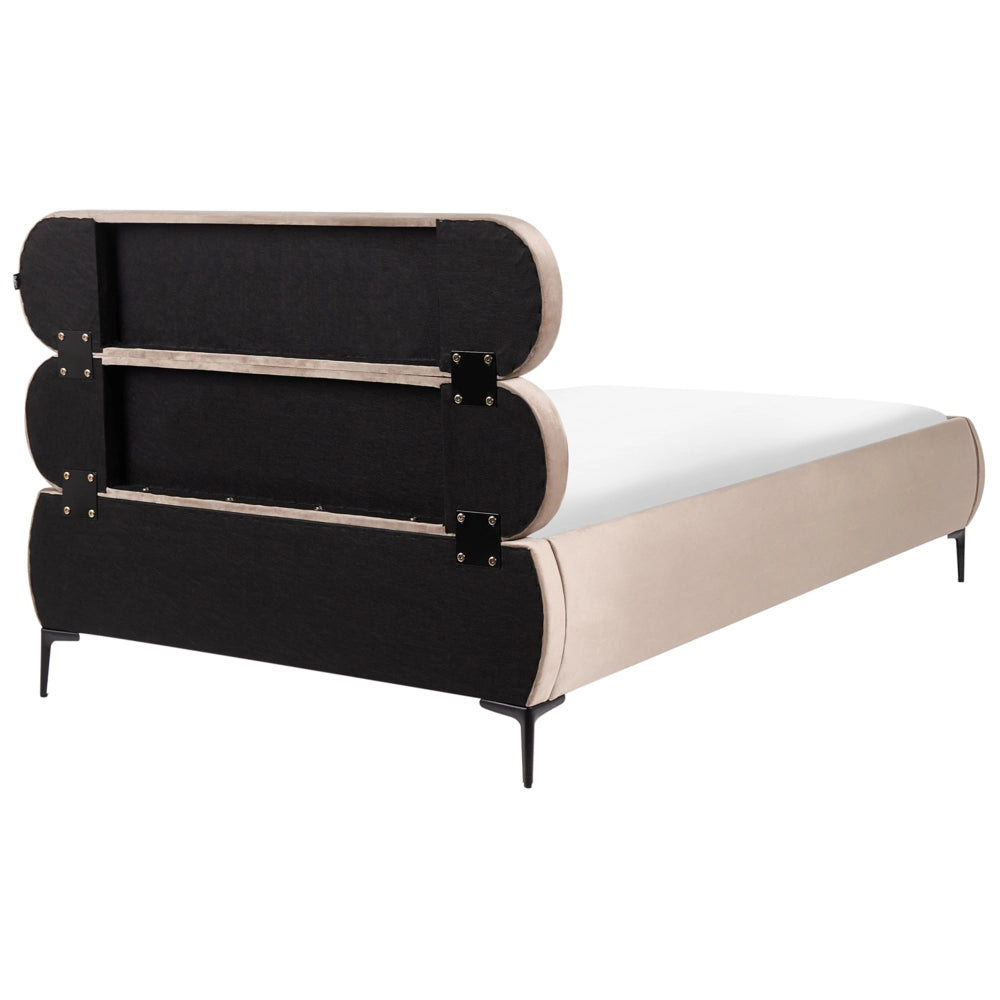 Letto matrimoniale con rete testiera in velluto tortora gambe in metallo camera da letto 120 x 200 cm classica minimalista