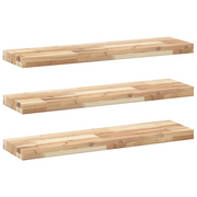 3 pz Mensole da Parete | Scaffali a Parete | Ripiano a parete 100x20x4 cm Legno Acacia Non Trattato