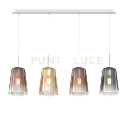 SOSPENSIONE BIANCO RETTANGOLARE 4 LUCI (2 AM+1 RA+1 CR) 1164BI-S4 R-MC