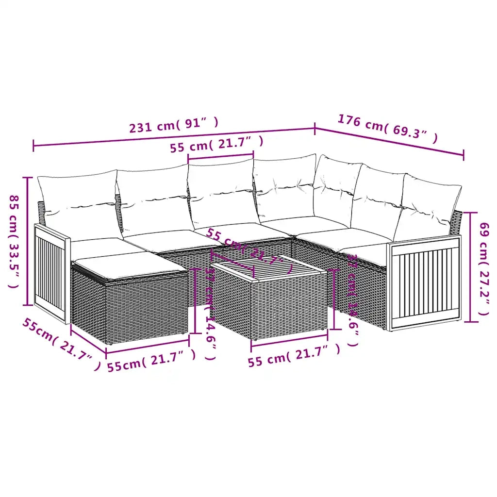 Set Divani da Giardino 8 pz con Cuscini Grigio in Polyrattan 3227895