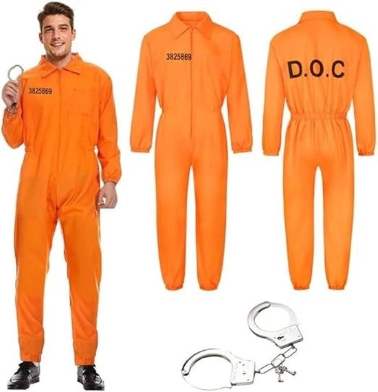 Costume per Prigioniero Uomo - Abito Carcere - Manette - Cosplay - Costume Adulto - Materiale Polyester Durevole
